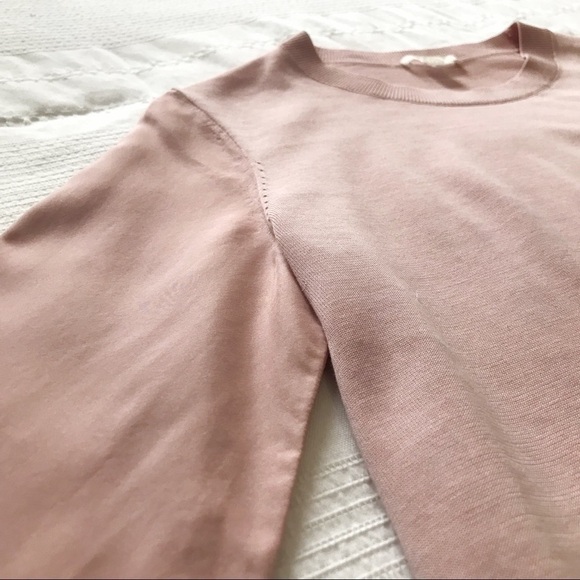 Cos BLUSH PINK COTTON & SILK WIDE SLEEVE CREW NECK BLOUSE - XS - Picture 7 of 10